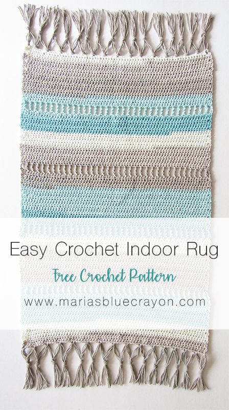 Crochet Indoor Rug | Free Crochet Rug Pattern | Free Crochet Mat Pattern | DIY Beach Rug | Rug with Fringe Tassels | Caron Cotton Cakes | Maria's Blue Crayon Carpet Crochet, Crochet Rug Patterns Free, Beach Rug, Tapis Diy, Cotton Cake, Blue Crayon, Crochet Mat, Confection Au Crochet, Diy Beach