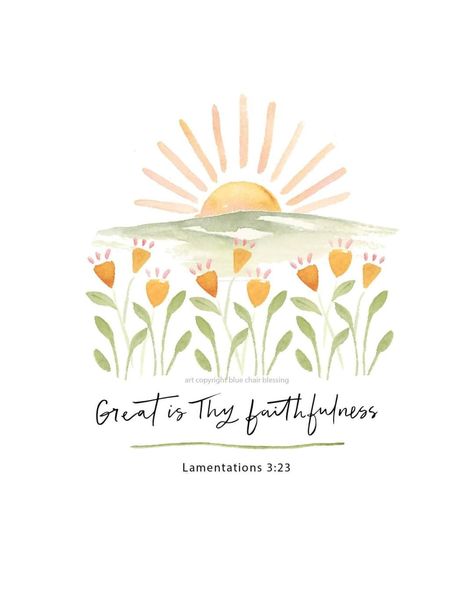 Bible Signs, Scripture Painting, Bible Verse Painting, Great Is Thy Faithfulness, Bunny Watercolor, Christian Paintings, Watercolor Quote, Bible Text, Watercolor Paintings For Beginners