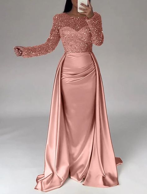 [Ad] Mermaid Sequin Evening Gown Ruched Satin Dress Long Sleeves Floor Length Sparkle Illusion Neck Fall Wedding Guest Dress With Pearls Overskirt #eveningdressesforweddingsguest Satin Dresses Long Sleeve, Ruched Satin Dress, Dress With Pearls, Sequin Evening Gowns, Fall Wedding Guest, Fall Wedding Guest Dress, Evening Dresses Online, Satin Dress Long, Mermaid Sequin