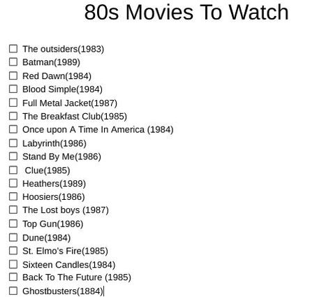 80s Movies To Watch 80s Movie List, 80s And 90s Movies List, Old Classic Movies To Watch List, 80s Movies To Watch, 80s Movies List, 90s Movies List, Classic Movies To Watch List, 80s Movies Aesthetic, Old Movies To Watch