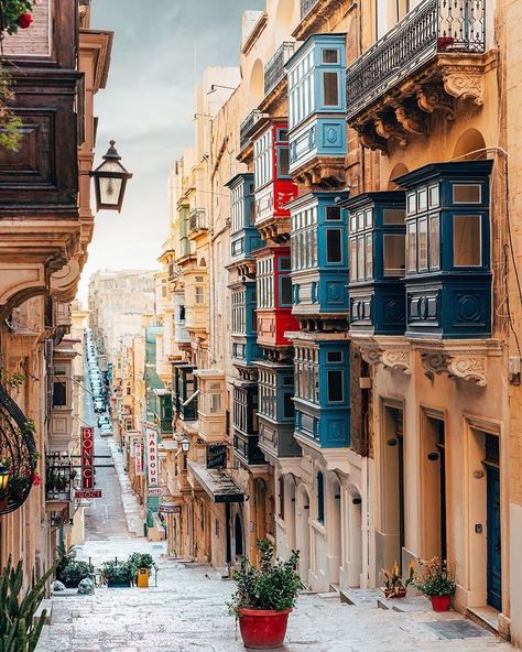 Condé Nast Traveler on Instagram: “Beautiful Maltese streets. 🇲🇹 This island nation has a lot to offer, but we particularly love Valletta (pictured here) for its Baroque…” Antalya, Valletta Malta, Malta Travel, Europe Vacation, American Travel, Destination Voyage, Beautiful Places To Travel, Travel And Leisure, Travel Aesthetic