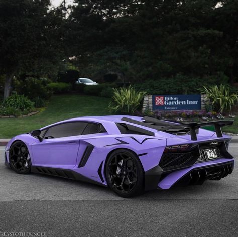 Lamborghini Aventador Super Veloce Coupe painted in Blu Cepheus and photoshopped into light purple   Photo taken by: @keystothejungle on Instagram (@wiggs.d on Instagram is the owner of the car) Cars Expensive, Mustang Car Aesthetic, Katt Grejer, Aventador Lamborghini, Mobil Drift, Luxury Sports Cars, Top Luxury Cars, Lux Cars, 2017 Cars