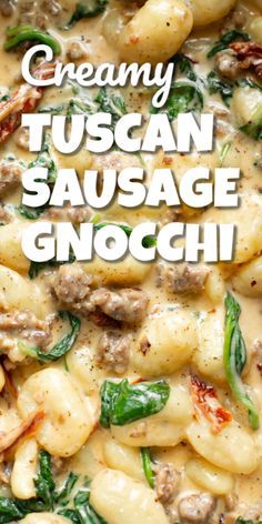 Tuscan Sausage Gnocchi, Tuscan Sausage, Sausage Gnocchi, Gnocchi Recipes Easy, Gnocchi Dishes, Italian Sausage Recipes, Food Italian, Pasta Dinners, Gnocchi Recipes