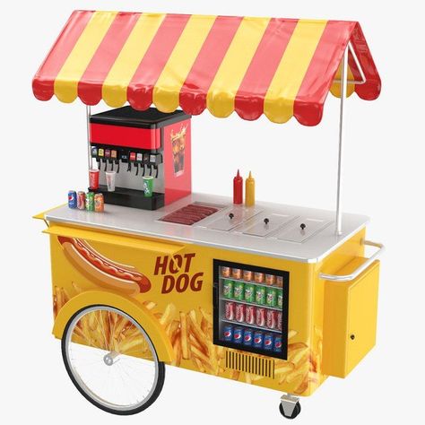 Hot dog street stall food retail booth in the shopping mall for sale Food Carts For Sale, Food Stand Design, Hotdog Sandwich, Street Food Design, Diy Lemonade Stand, Bike Food, Mobile Food Cart, Car Food, Food Kiosk