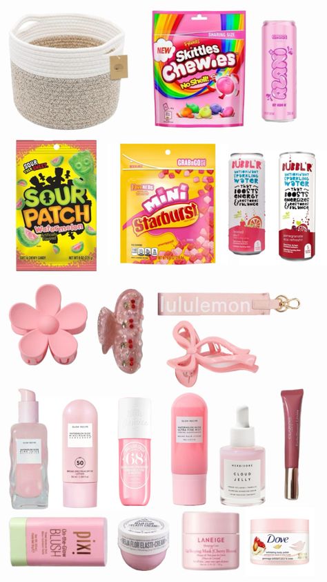Pink Birthday Basket Hot Pink Gift Basket, 14th Birthday Gift Ideas Girl, Pink Birthday Gift Basket, Pink Gift Basket Ideas Birthday, Pink Birthday Basket, Hot Pink Gifts, Pink Gift Basket, Hot Pink Birthday, Birthday Basket