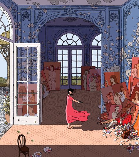 alina on Twitter: "the muse's revenge by ilya milstein... i can't stop thinking about this… " Ilya Milstein, Monocle Magazine, Art Book Fair, Bd Art, Portfolio Covers, Ligne Claire, Magazine Illustration, Short Comics, The Muse