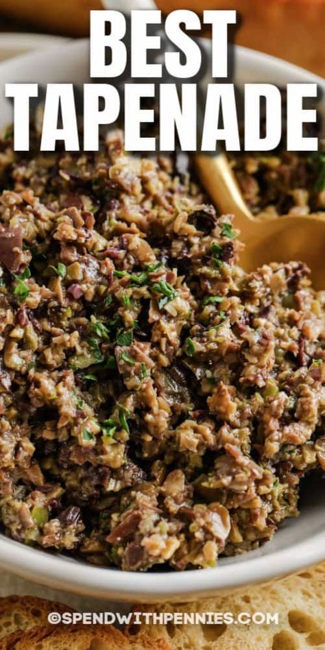 Olives Dip Recipe, Chopped Olive Tapenade, Easy Olive Tapenade Recipe, Chopped Olives Recipe, Best Olive Tapenade Recipe, Condiment Serving Ideas, Homemade Olive Tapenade, Olive Tapenade Appetizers, Olive Dip Recipe Appetizers