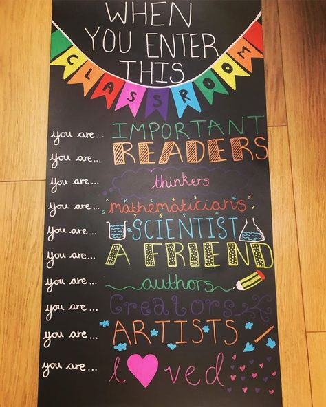 Miss Graham on Instagram: “When You Enter This Classroom... I believe it is so important to create a positive classroom environment, and what better idea than to do…” Classroom Posters, Positive Classroom Environment, Classroom Environment, Classroom Decorations, School Ideas, Decoration Ideas, Chalkboard Quote Art, To Create, Good Things