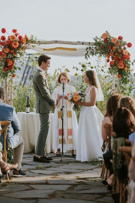 Wedding Chuppah Flowers, Huppah Wedding, Floral Chuppah, Chuppah Flowers, Chuppah Decor, Summer Wedding Floral, Patterned Bridesmaid, Patterned Bridesmaid Dresses, Interfaith Wedding