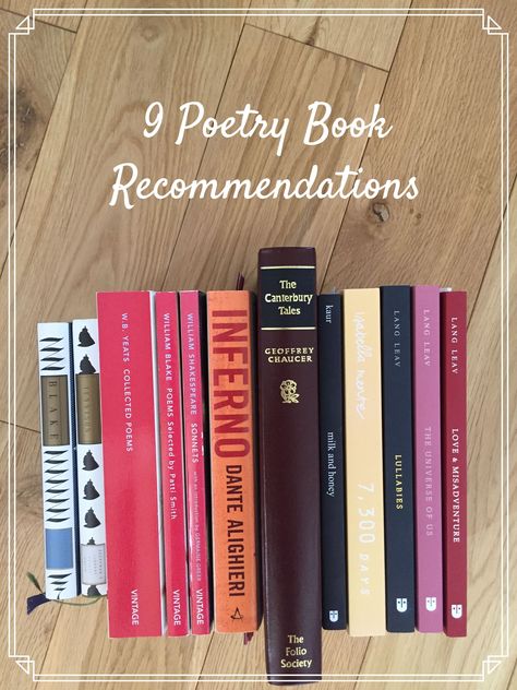 Classic Poetry Books To Read, Modern Poetry Books, Poetry Books Recommendation, Poetry Book Recommendations, Poetry Recommendations, Lang Leav Love, Bookshelf Goals, William Blake Poems, Rainbow Bookshelf