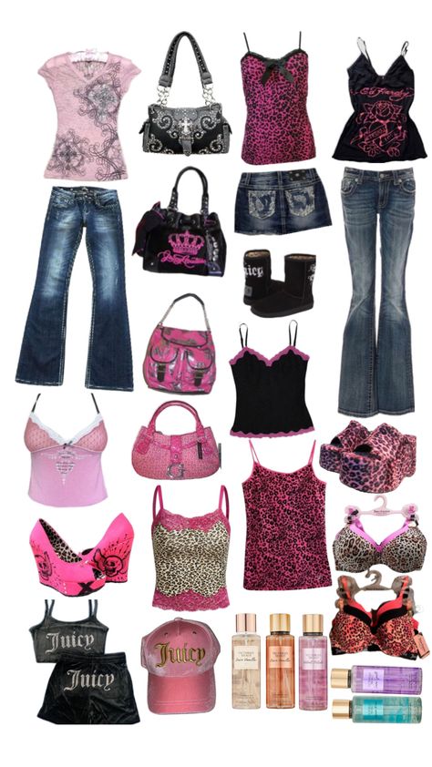 y2k, mcbling, victorias secret, juicy couture, pink Y2k Outfits Pink 2000s, 2000s Back To School Outfits, 2000s Fashion Outfits Trashy, 200s Pink Outfits, Victoria's Secret 2000s, Y2k Mcbling Fits, Victoria Secret Y2k, Y2k Outfit Inspo Pink, Mcbling Shein Finds