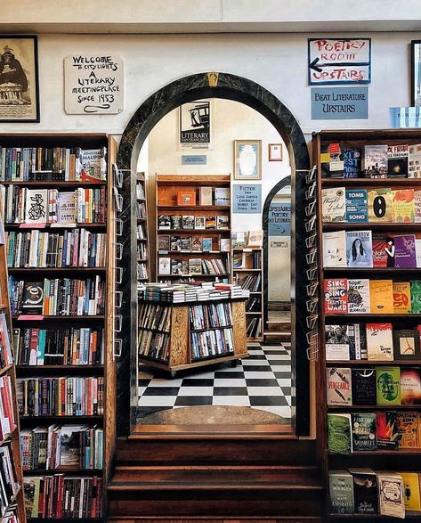 City Lights  San Francisco City Lights Bookstore, San Francisco Bucket List, Reading City, Indie Bookstore, Book City, Travel California, Underground Music, World Literature, Art Organization