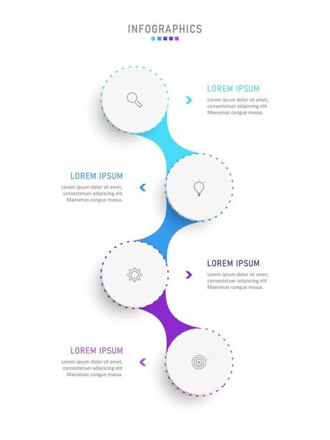 Vector Infographic label design template with icons and 4 options or steps. Can be used for process diagram, presentations, workflow layout, banner, flow chart, info graph. Granada, Flow Infographic Design, Flow Chart Infographic Design, Graphs Design Infographic, Modern Chart Design, Process Flow Design, Process Chart Design, Process Diagram Design, Process Design Layout