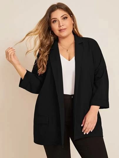 Shop New in Plus Size Clothing | New Arrivals| SHEIN USA Office Chic Outfit Plus Size, Black Blazer Women Outfit, Business Casual Women Outfits Plus Size, Plus Size Blazer Outfits, Blazer Outfit Plus Size, Suit Plus Size Women, Plus Size Blazers, Work Outfits Frauen, Head Turning Dress