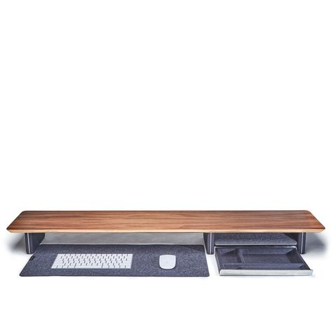 Desk Layout, Computer Table Design, Dual Monitor Stand, Desk Riser, Walnut Desk, Computer Desk Setup, Home Studio Setup, Loft Furniture, Diy Home Accessories