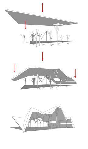 Open Pavilion Architecture, Open Air Pavilion Architecture, Open Pavilion, Tent Pavilion, Plan Concept Architecture, Architecture Origami, محطة وقود, Folding Architecture, Rain Shelter