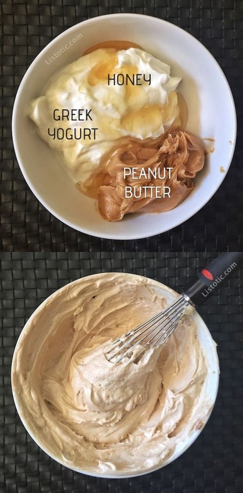 3 Ingredient Healthy Peanut Butter Fruit Dip (Protein Packed!) Peanut Butter Fruit Dip, Greek Yogurt Peanut Butter, Yogurt Peanut Butter, Greek Yogurt And Peanut Butter, Peanut Butter Dessert, Fruit Dip Recipe, Peanut Butter And Honey, Butter Fruit, Snack Sani