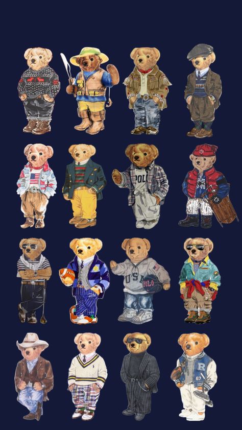 Polo Ralph Lauren Wallpaper, Polo Bear Ralph Lauren, Bear Sketch, Nike Poster, Money Stickers, Fashion Dream Job, Aesthetic Objects, Teddy Bear Clothes, Animation Art Sketches