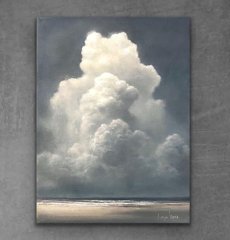 Siluete Umane, Canvas For Beginners, Cloud Art, Painting Idea, 수채화 그림, Sky Painting, Cloud Painting, Ocean Painting, Painting Art Projects