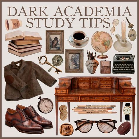 Academia School Supplies, Dark Academia Study Tips, Dark Academia School Supplies, Dark Academia Study, Dark Academia School, Aesthetic Stationary, Academia School, When School Starts, School Suplies