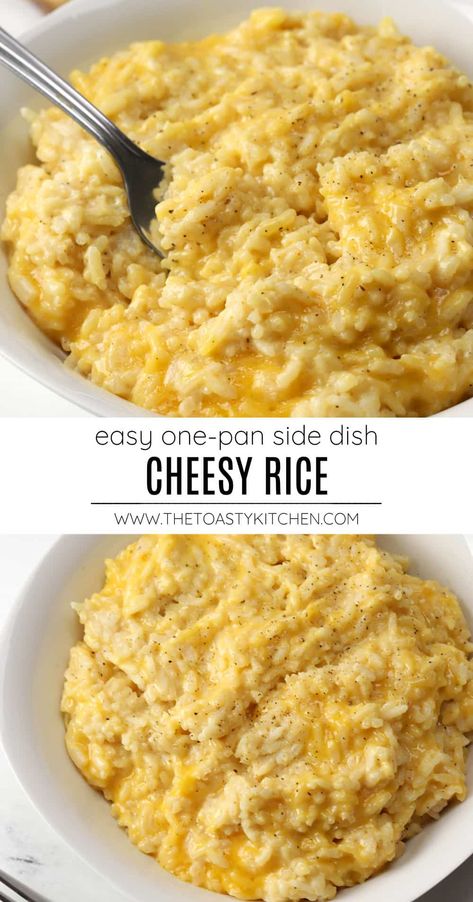 Essen, Easy Cheesy Rice Recipes, Cheesy Rice In Rice Cooker, Healthy Cheesy Rice, Best Rice Side Dish Recipes, Velveeta Rice Recipes, Simple Dinners With Rice, Rice Thanksgiving Dishes, Creamy Cheesy Rice Recipes