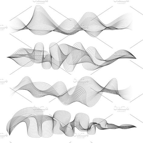 Sound Art, Generative Art, Tato Lengan, Shapes Vector, Wave Illustration, Parametric Design, Modelos 3d, Creative Sketches, Pencil Illustration