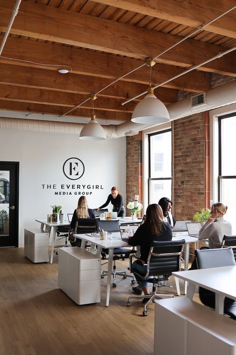 Urban Loft Office Design, Nice Office Space, Marketing Firm Office Design, Modern Clean Office Design, Four Desks In One Room, Corporate Office Ideas Workspaces, Cooperate Office Interior Design, Corporate Office Cubicle Design, Spacious Office Work Spaces