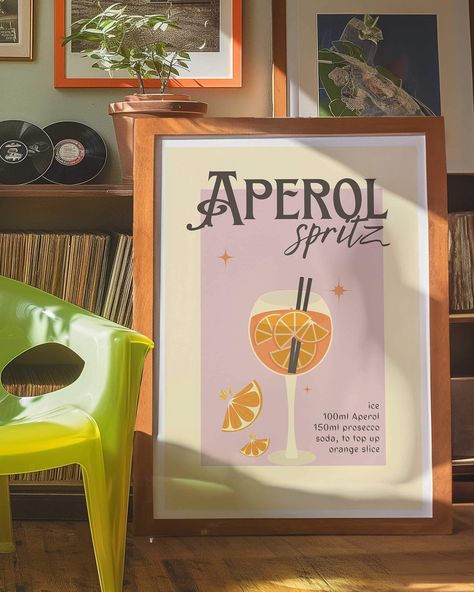 Shop our bestselling Aperol Spritz print now, through the link in bio 👆 we also offer free shipping within UK 💌 #retrohome#cocktailprint#wallart Wall Art, Posters Uk, Aperol Spritz, Retro Home, Link In Bio, Free Shipping