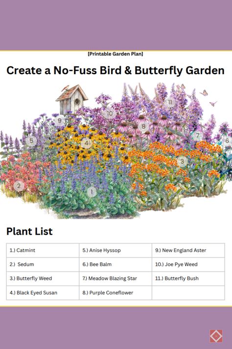 Transform your outdoor space into a butterfly haven with this beautiful garden design plan! Discover the best plants and layout tips to attract and nurture these stunning pollinators. 🌷🌿 Whether you're a seasoned gardener or just starting out, this guide has everything you need to create a vibrant, butterfly-friendly garden. #ButterflyGarden #GardenDesign #NatureLovers Butterfly Perennial Garden, Garden Layout Backyard, Butterfly Garden Front Yard, Native Garden Front Yard, Butterfly Gardens Perennials, Shade Butterfly Garden, Garden For Butterflies, Pollinator Front Yard, Native Garden Layout