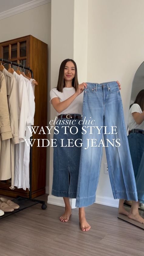 Fashion Outfits Business Casual, Fashion Outfits Business, Outfits With Wide Leg Jeans, Trouser Jeans Outfit, Clothes Fashion Outfits, Style Wide Leg Jeans, Denim Pants Outfit, Wide Leg Outfit, Wide Leg Jeans Outfit