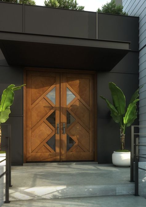 9 Modern Exterior Doors That Make Coming Home Feel Like a Red Carpet Event Mid Century Door, Pintu Interior, Modern Garage Doors, Modern Exterior Doors, Double Doors Interior, Prehung Doors, Mahogany Doors, Double Door Design, Modern Garage