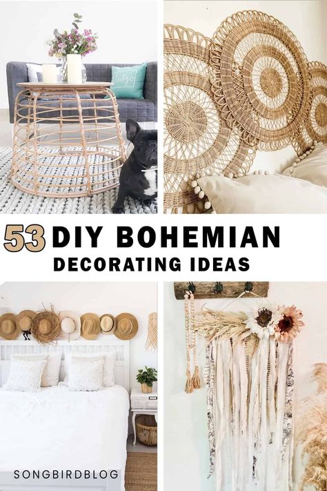 Simple Boho Wall Decor, Boho Style Diy Decor, Boho Decor For Bedroom, Boho Camper Decor Bohemian Style, Bohemian Window Decor, Boho Garden Room Ideas, Rattan Kitchen Decor, Bohemian Boho Decor, Witchy Boho Bedroom Aesthetic