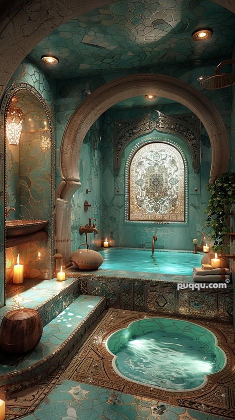 Moroccan Style Bathroom Design Ideas - Puqqu Moroccan Style Bathroom, Moroccan Inspired Bathroom, Book Locations, Unique Tiles, Minimalist Bedroom Ideas, Modern Bedroom Ideas, Moroccan Bathroom, Popular Home Decor, زجاج ملون