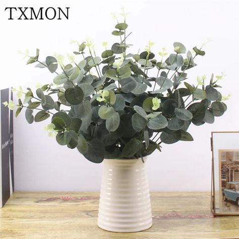 Garden Party Decor, Cheap Plants, Wall Material, Feuille Eucalyptus, Plants For Home, Artificial Leaves, Fake Plants Decor, Plants Wall, Eucalyptus Leaf