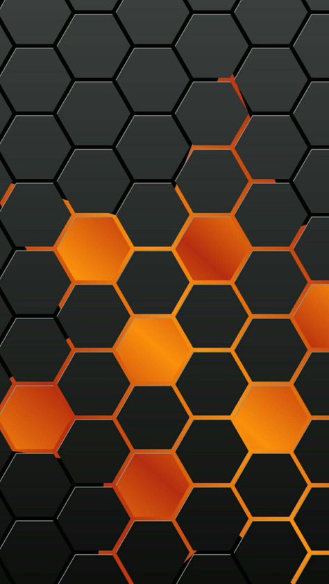 Orange Iphone Wallpaper, Orange And Black Background, Perete Accent, Iphone Wallpaper Orange, 3d Hexagon, 3d Wallpaper For Mobile, Octagon Pattern, Hexagon Wallpaper, Wallpaper Texture