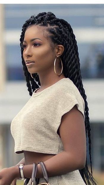 Twisted Hairstyles For Black Women Natural Hair, Braids With Volume, Styling Box Braids Hairstyles Updo, Nice Braids Hairstyles, Plat Braids, Twist Braids Hairstyles For Black Women, 6 Jumbo Box Braids, Braid Cornrows, Braiding Hairstyles