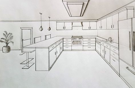 Architecture Drawing Beginner House, How To Draw Interior Design Sketches, Interior Drawing Sketches, Interior Design Sketches For Beginners, House Design Sketch, Sketchbook Architecture, Interior Architecture Sketch, Perspective Room, House Design Drawing