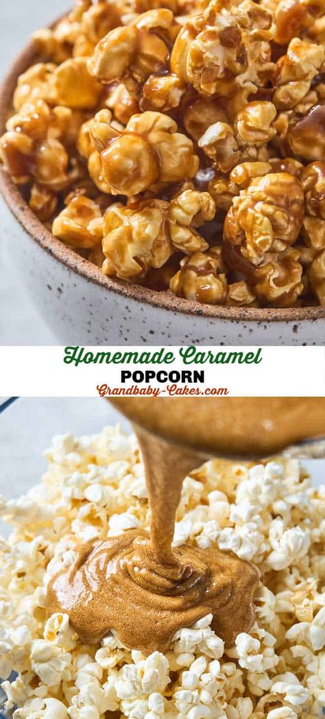 Caramel Popcorn (Caramel corn) Chewy Caramel Corn, Amish Caramel Popcorn, Soft Caramel For Popcorn, Essen, Caramel Corn Popcorn, Caramel For Popcorn Recipes, Caramel Corn With Molasses, Caramel Coated Popcorn, Sticky Caramel Popcorn