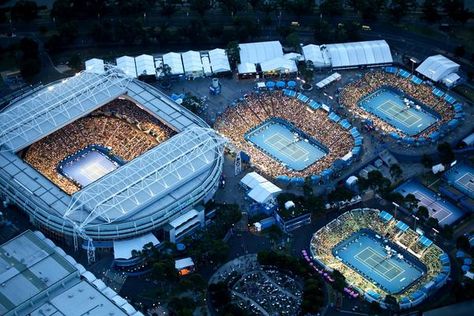 Melbourne Park Sport Facility, Rod Laver Arena, Tennis Art, Rod Laver, Dream Cars Bmw, Stadium Design, Sports Stadium, Sports Arena, Sports Complex