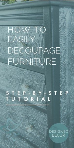 Learn how to add color and textures to your furniture makeovers with decoupage. Use paper, napkins, fabric and much more to all your furniture makeovers. #paintedfurniture #furnituremakeover #decoupageideas #diytutorial Upcycling, Tissue Paper On Furniture, Decoupage Fabric On Furniture, Crafts With Wallpaper Samples, How To Use Wallpaper On Furniture, Wallpaper On Furniture Diy, Tissue Paper Decoupage Furniture, How To Wallpaper Furniture, Decopage Furniture Ideas