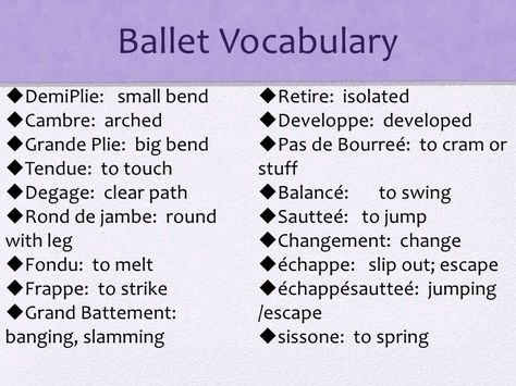 all ballet moves and positions with the names and pictures - Google Search Dance Terminology, Ballet Terminology, Ballet Terms, Ballet Technique, Ballet Moves, Dance Technique, Ballet Exercises, Ballet Core, Ballet Inspiration