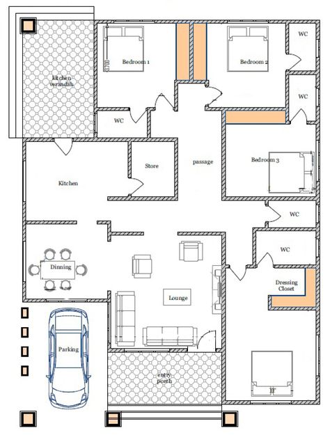 Bungalow House Floor Plans, Modern Bungalow House Plans, 4 Bedroom House Designs, House Plans South Africa, 2bhk House Plan, Bungalow Style House Plans, Bungalow Floor Plans, Affordable House Plans, Building House Plans Designs