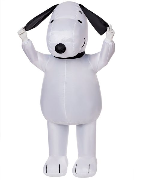 Become the most lovable pup on the block when you wear this Adult Snoopy Inflatable Costume this Halloween. This inflatable costume is designed to look like Snoopy, making it perfect for any fan of the Peanuts! Officially licensed Includes: Inflatable costume Gloves Long sleeves Zipper closure Battery Type: 4 AA Batteries (not included) Material: Polyester, spandex Care: Spot clean Imported Snoopy, Snoopy Costume, Peanut Costume, Home Halloween Costumes, Sally Costume, Gloves Long, Sleepover Birthday Parties, Clever Halloween Costumes, Snoopy Halloween
