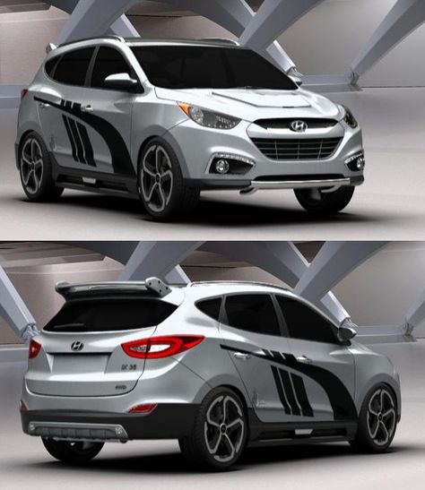 Tuning the Hyundai  IX35 '11 Tucson Tuning, Carros Kia, Car Graphics Decals, Hyundai Veracruz, Hyundai Ix35, Car Sticker Design, Hyundai I20, Cars Muscle, Car Graphics