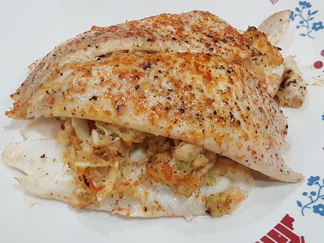 Stuffed Fish With Shrimp, Seafood Stuffed Flounder, Flounder Stuffed With Shrimp, Stuff Fish With Crabmeat, Flounder And Shrimp Recipes, Red Lobster Stuffed Flounder Recipe, Crabmeat Stuffing For Fish, Crab Stuffed Flounder Recipes, Stuffed Fish With Crabmeat