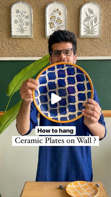 Terracotta Plates Painting, Plate Art Wall Decorating Ideas, Diwali Wall Hangings, Terracotta Wall Plates, Hang Plates On Wall, Easy Paper Flowers Diy, Terracotta Plates, Jute Wall Art, Ceramic Wall Plates