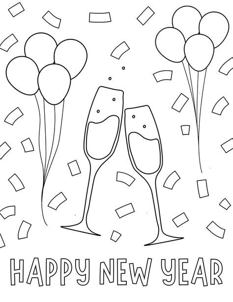 Let your children ring in the new year with these fun and free New Year coloring pages for 2024! From dazzling party hats to clocks ticking down to midnight, there are Happy New Year coloring sheets for kids of all ages, including toddlers, preschoolers, older kids, and teens. Whether you want to use these at home, in the classroom, or at holiday parties, these new year printables make a great first-of-the-year activity for kids of different ages! New Year's Drawings, New Year Printables, Snowman Coloring Pages, New Year Coloring Pages, Floating Balloons, Holiday Activities For Kids, New Years Activities, Drawing Guide, Coloring Sheets For Kids