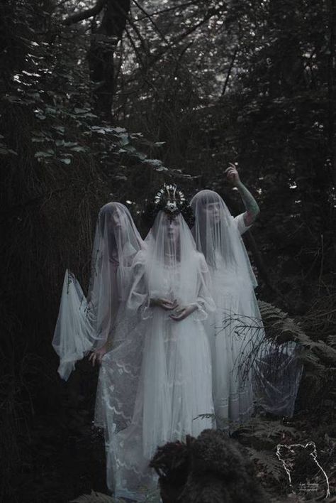 Banshee Photoshoot, Woman In White Ghost, Spooky Witch Photoshoot, Lady In White Ghost, White Witch Dress, Witches Photography, White Witch Aesthetic, Coven Photoshoot, Ghostly Woman