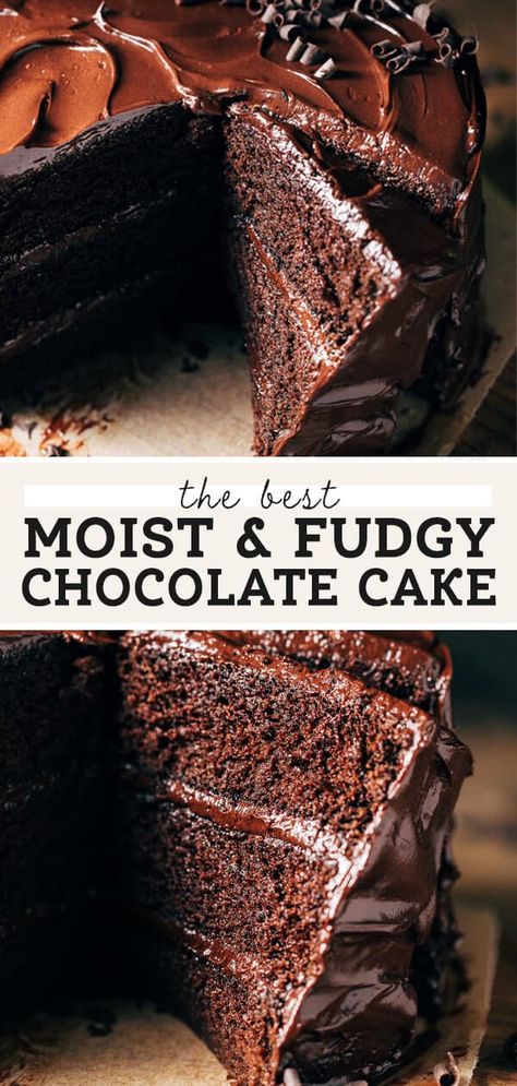 This is the BEST chocolate recipe recipe! It's so moist, so rich, so fudgy, and smothered in a glossy chocolate fudge frosting. Inspired by the Matilda chocolate cake, it's the kind of cake you just want to dig your hand into. #chocolatecake #cakerecipe #moistchocolatecake #chocolate #butternutbakery | butternutbakeryblog.com Rich Moist Chocolate Cake, Moist Rich Chocolate Cake Recipe, Moist Soft Chocolate Cake Recipe, Very Moist Chocolate Cake Recipes, Most Chocolate Cake Ever, Fudgy Cake Recipe, Hot Water Chocolate Cake Recipes, Miss Trunchbull's Chocolate Cake, Best Chocolate Cake Recipe Moist Easy