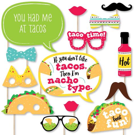 Fiesta Photo Booth Props, Fiesta Party Centerpieces, Taco Party Decorations, Fiesta Photo Booth, Funny Photo Booth Props, Funny Photo Booth, Diy Photo Booth Props, Mexican Fiesta Party, Fiesta Birthday Party